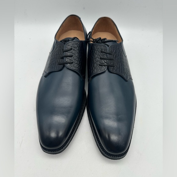 DAPPER SHOES CO. Handcrafted Genuine Leather Men's Blue Oxfords Sz 9 - Picture 4 of 9
